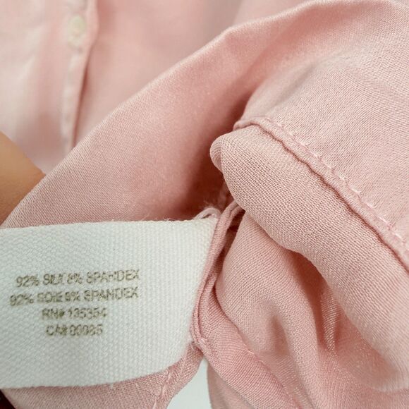 Skin Worldwide Button Front Silk Top Women's 0/XS Short Sleeve Pink Quiet Luxury - Picture 4 of 7